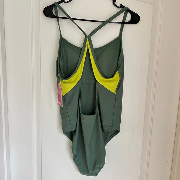 Women's Solid Racerback One Piece Green Sz XL - Picture 5 of 8